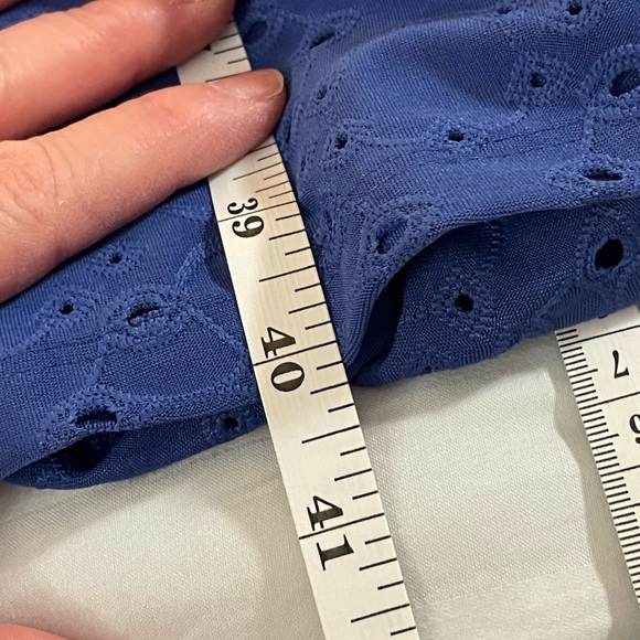 Jessica Howard Woman Long Sleeve Dress blue eyelet sz 18W lined spandex stretch - Picture 13 of 15